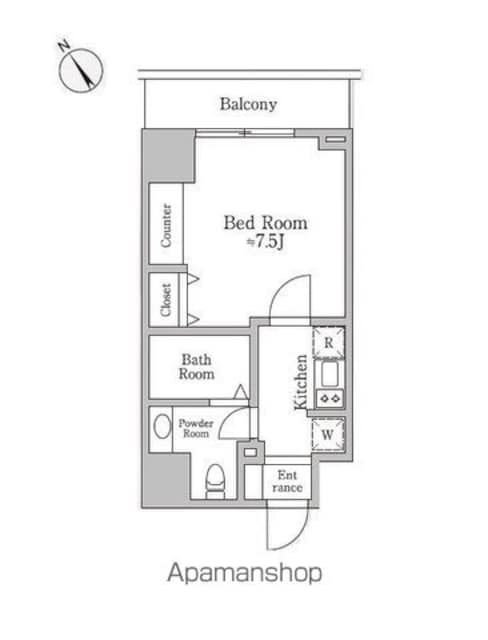 レジディア三宿[1K/25.14m2]の間取図