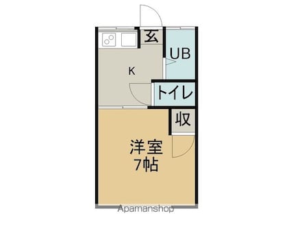 長野県長野市居町[1K/22.3m2]の間取図