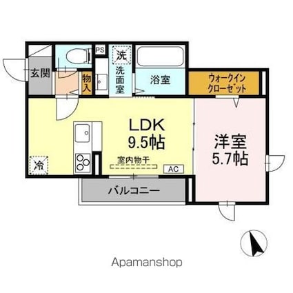 （仮称）ＤーＲＯＯＭ甲府市徳行３丁目[1LDK/37.81m2]の間取図