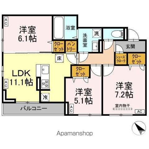 DーROOM都賀2丁目IIーA棟の間取り写真