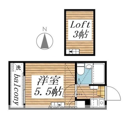 ブランカ下高井戸[1K/14.21m2]の間取図