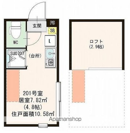 東京都杉並区久我山２丁目[1R/10.58m2]の間取図