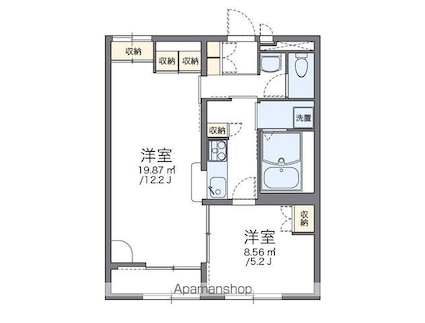 レオパレスサニーたか[1LDK/43.06m2]の間取図