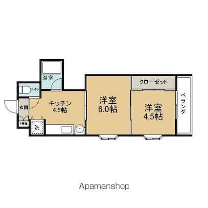アルデール柳川[2K/31.5m2]の間取図