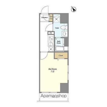 リバーレ日本橋三越前[1K/25.41m2]の間取図