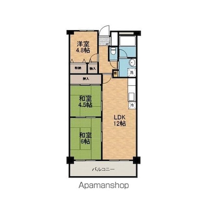 サニータウン羽倉崎駅前参番街[3LDK/61.63m2]の間取図