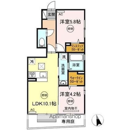 プランドール（六条町）[2LDK/49.44m2]の間取図