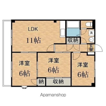 ビクトリアパレス[3LDK/64.3m2]の間取図