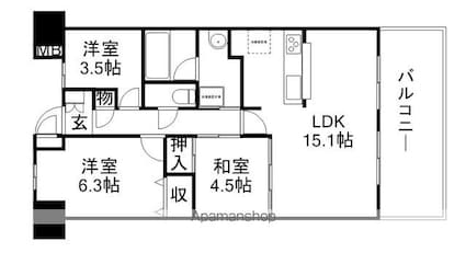 ロータリーマンション大津京レアール[3LDK/65.11m2]の間取図
