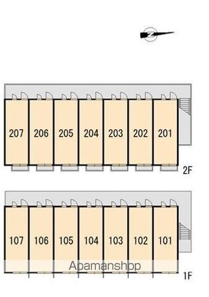 レオパレス浜ノ丁[1K/19.87m2]の配置図