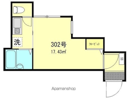 アークガーデン亀戸[1K/17.43m2]の間取図