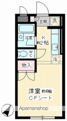 シャルマン北沢[1K/23.18m2]の間取図
