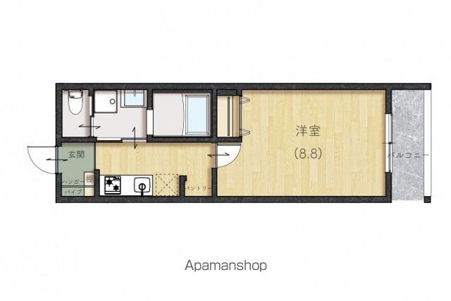 Ｌｉｅｎ　Ｃｏｒｔ宇品[1K/29.55m2]の間取図