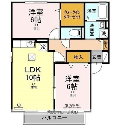 ロイヤルガーデンミルフィー　Ｄ棟[2LDK/55.45m2]の間取図