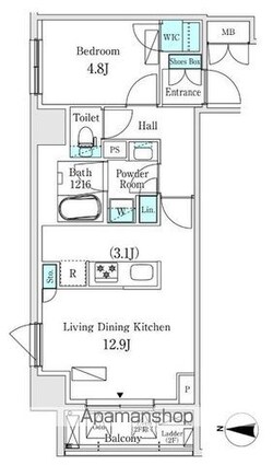 ＡＳＭＡＣＩ　ＭＡＩＳＯＮ両国Ⅰ[1LDK/44.78m2]の間取図