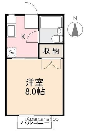 コーポラス阿部Ａ棟[1K/23.74m2]の間取図