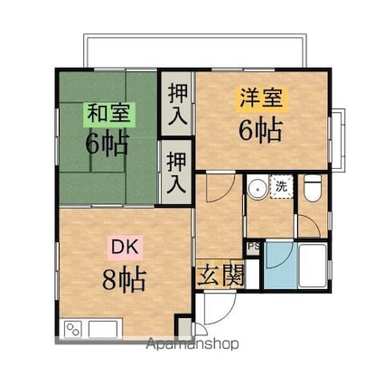 グローバル９０[2DK/45.5m2]の間取図