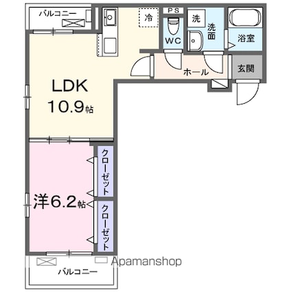 プリムローズ　野村[1LDK/41.97m2]の間取図
