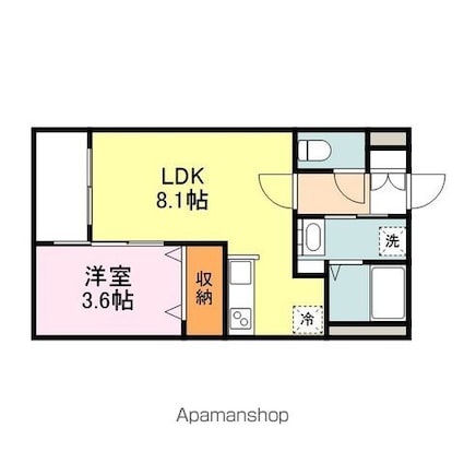 広島県福山市東深津町４丁目[1LDK/29.4m2]の間取図