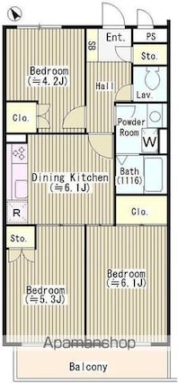 ゼルコーバ烏山[3DK/56.62m2]の間取図