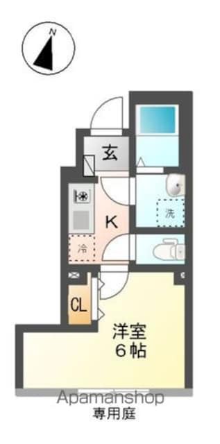 イーストヒルズ[1K/23.12m2]の間取図