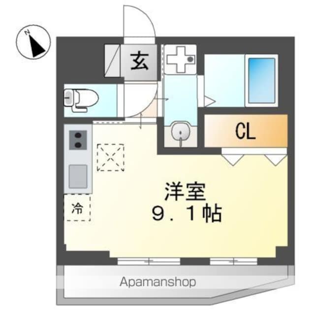 ソレイユ東大和[1R/25.2m2]の間取図