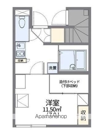 レオパレスラ　スリーズ[1K/21.65m2]の間取図