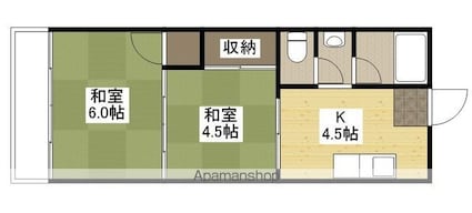 倉本ビル[2K/32m2]の間取図
