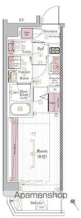ブライズ清澄白河ＤＵＥ[1K/25.44m2]の間取図
