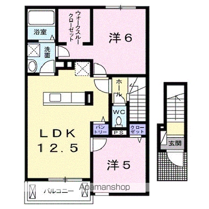 ロータス　Ｄ[2LDK/58.55m2]の間取図