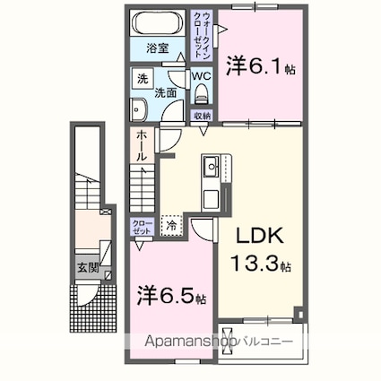 シャルールメゾンＢ[2LDK/59.58m2]の間取図