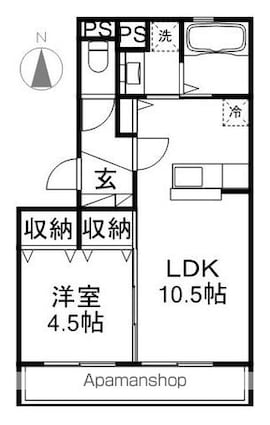 ハイツ青波[1LDK/39.1m2]の間取図
