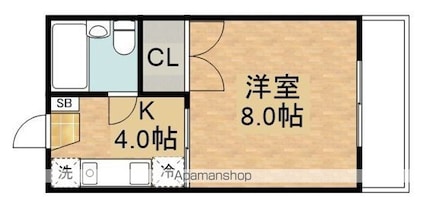 ピーチハイム福井[1K/23.18m2]の間取図