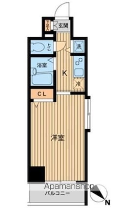 ＨＦ東神田レジデンス[1K/22.8m2]の間取図