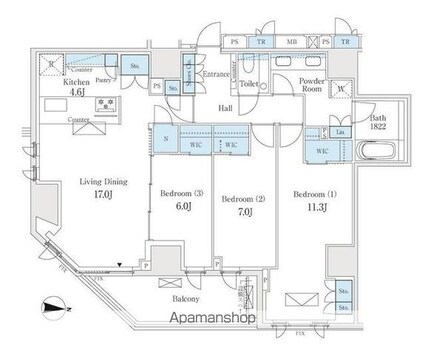 ザ・パークハウス恵比寿南[3SLDK/107.77m2]の間取図
