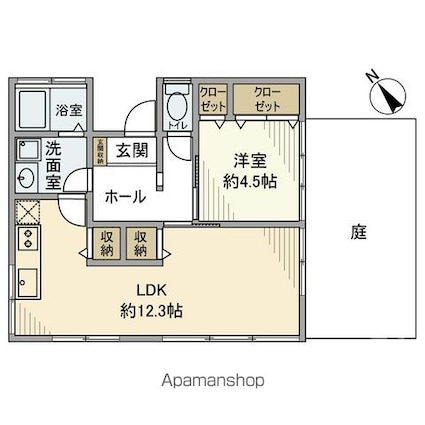 椿森戸建[1LDK/46.28m2]の間取図