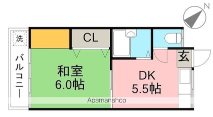 ハウス朝日Ⅰ[1DK/23.43m2]の間取図