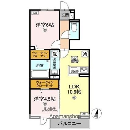 フォーゲルセレーノ　Ａ棟[2LDK/50.26m2]の間取図