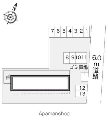 レオパレス伸夫[1K/21.86m2]の配置図