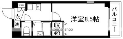 ＡＰＥＸ　ＦＬＡＴ　Ｒ[1K/26.44m2]の間取図