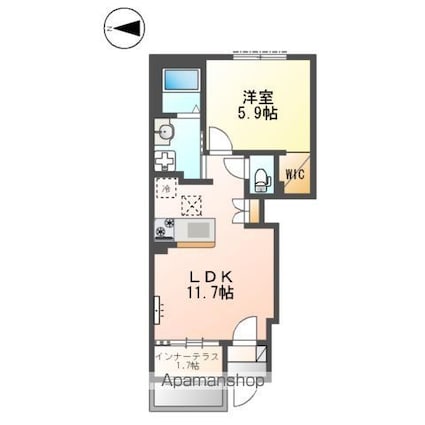 フェリーチェ関空[1LDK/43.24m2]の間取図