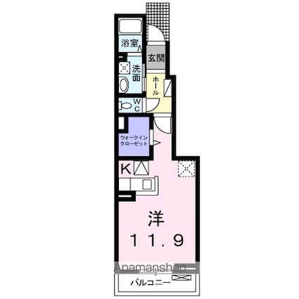 パサージュ南斎院[1K/32.94m2]の間取図