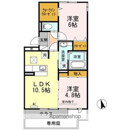 ボヌールＫ[2LDK/53.57m2]の間取図