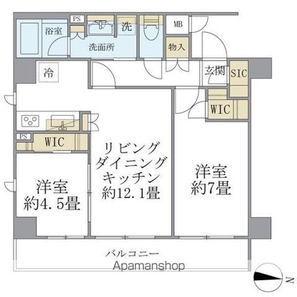 ＣＯＣＯーＣＨＩＬＬ　ＫＡＭＥＡＲＩ[2LDK/55.38m2]の間取図