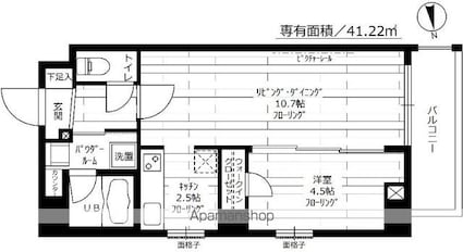 ステージグランデ神楽坂[1LDK/41.22m2]の間取図
