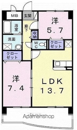 香川県高松市木太町[2LDK/59.13m2]の間取図