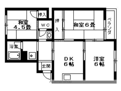 クッキィーＤ[3DK/55.37m2]の間取図