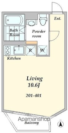 ラピス原宿Ⅰ[1R/23.26m2]の間取図