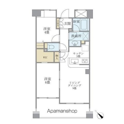 東京都新宿区余丁町[2LDK/54.74m2]の間取図
