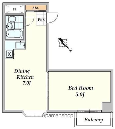 スカイコート西新宿[1DK/25.2m2]の間取図